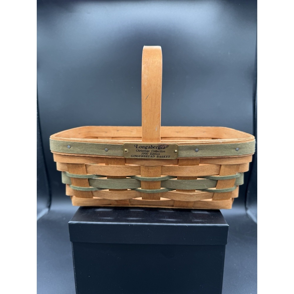 🎄 Longaberger 1990 Christmas Collection Gingerbread Basket – Green 🍪